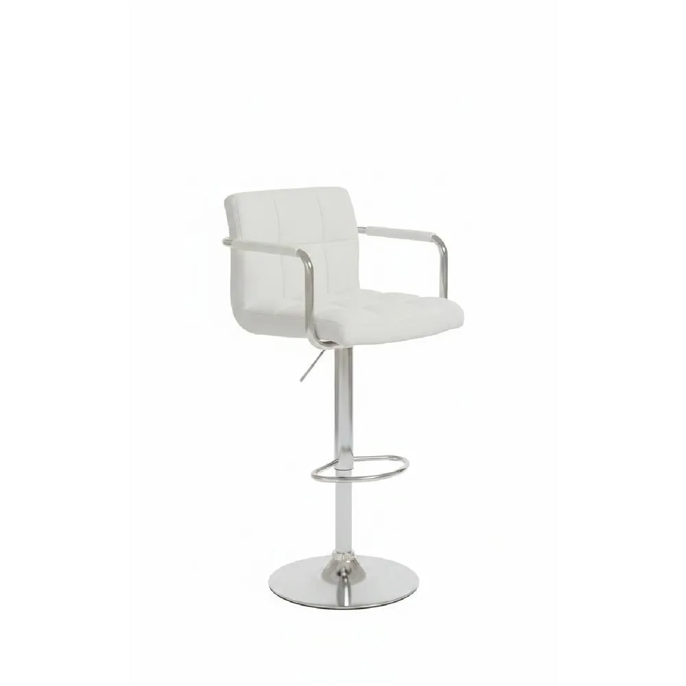 netfurniture Primasy Adjustable Kitchen Bar Stool White Padded Seat with Arms