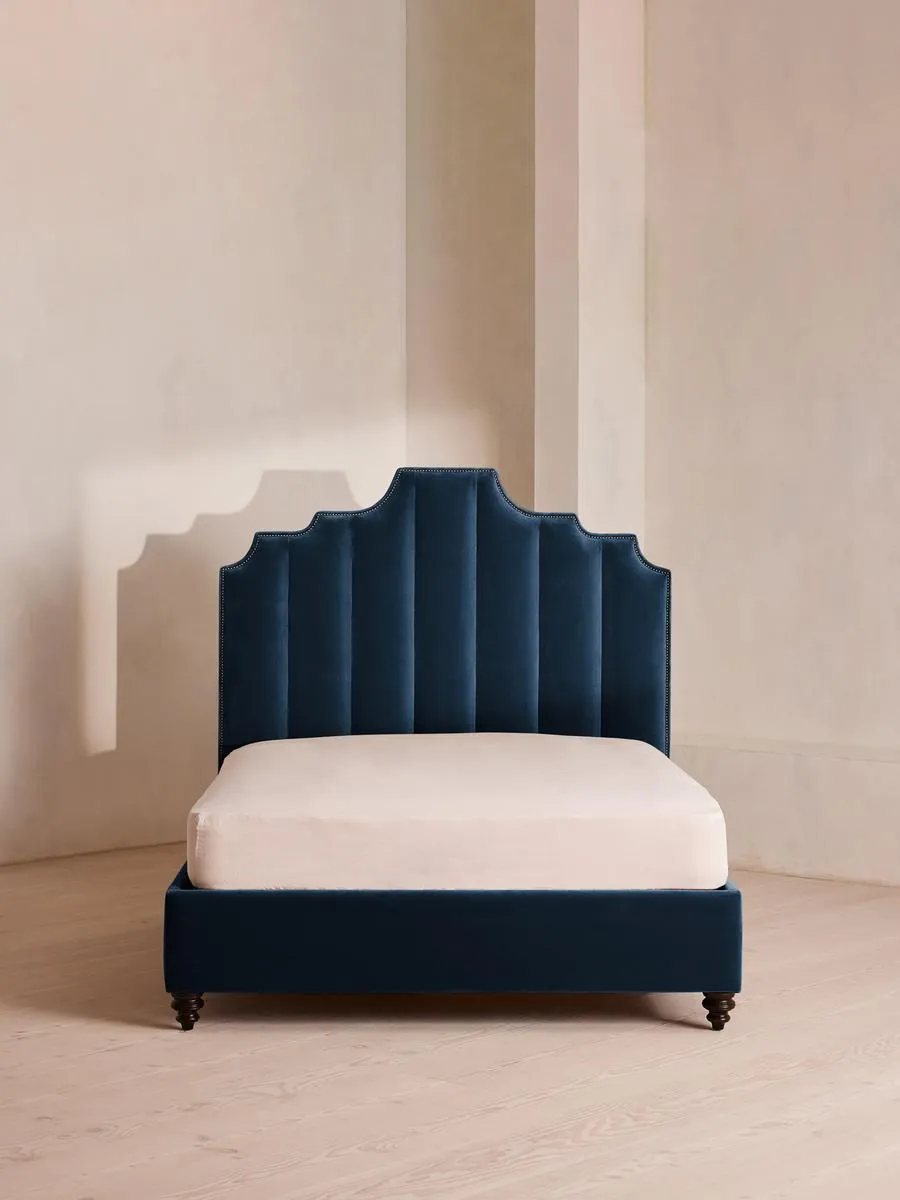 Gerrard Bed, Double, Velvet, Royal Blue