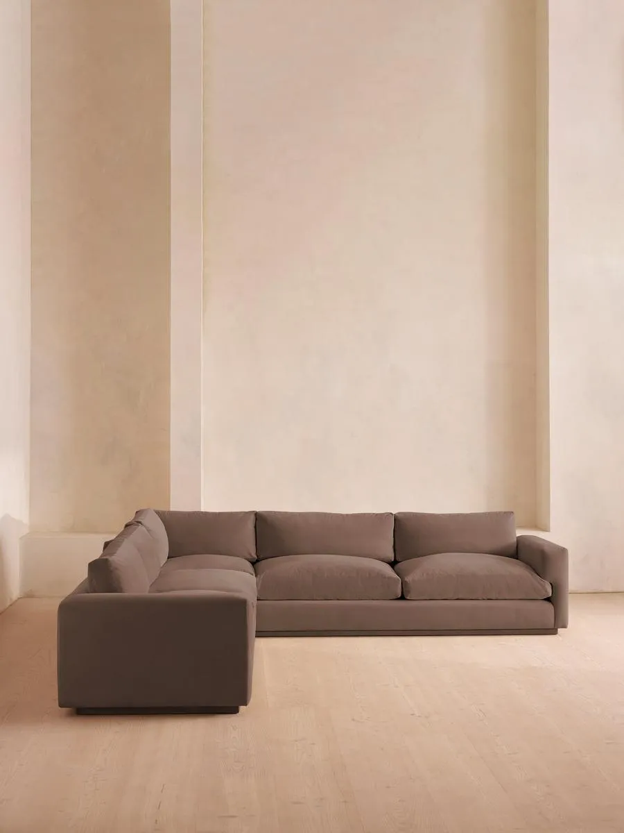 Mossley Corner Sofa, Velvet, Taupe