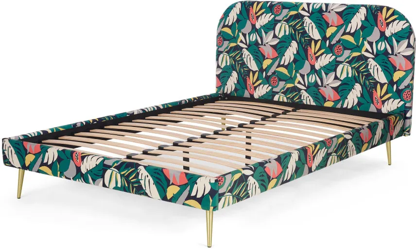 Abel King Size Bed, Curator Floral Print & Brass Legs