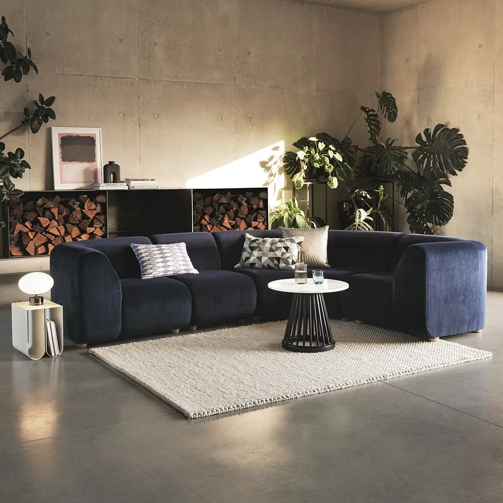 Heal's Lilli Corner Unit Left Module Smart Velvet Pebble Natural Beech Feet 3