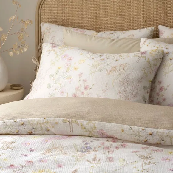Lucia Floral 100% Cotton Muslin Standard Pillowcase Pair