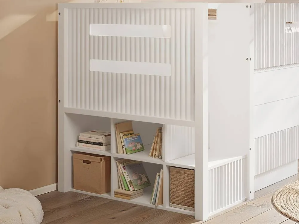 Flair Luca Ribbed Mid Sleeper Storage Bed in White 2