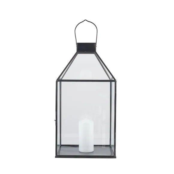 Black & Glass Pyramid Square Lantern 2