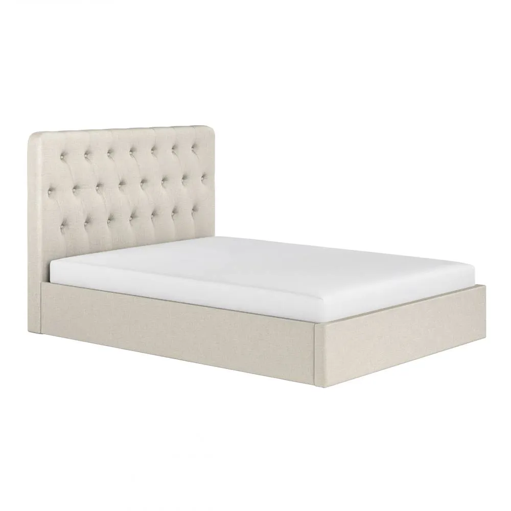 Flair Marley Buttoned Headboard Ottoman Bed Beige Linen 5