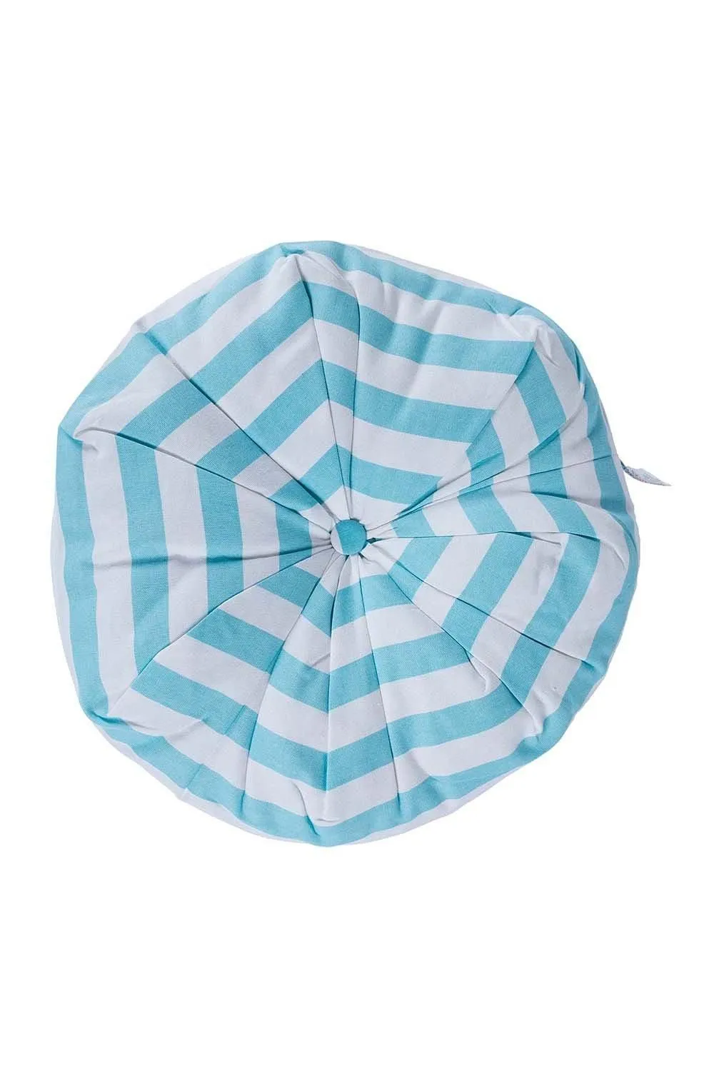 Homescapes Stripe Pleated Round Floor Cushion in Blue