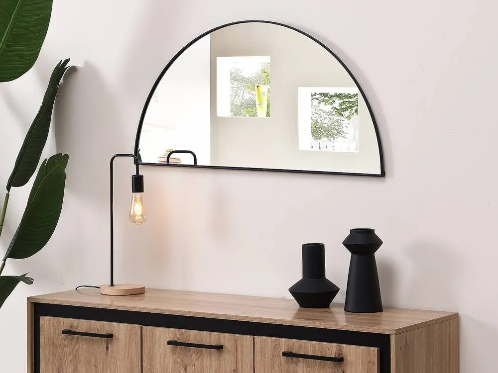 Vente-unique Semi-Circle Designer Metal Mirror - L50 X H100 Cm - Black - GAVRA