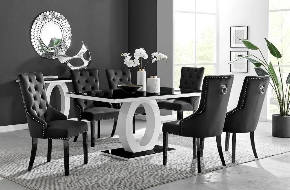FurnitureboxUK Giovani 6 Black Dining Table & 6 Belgravia Chairs 1