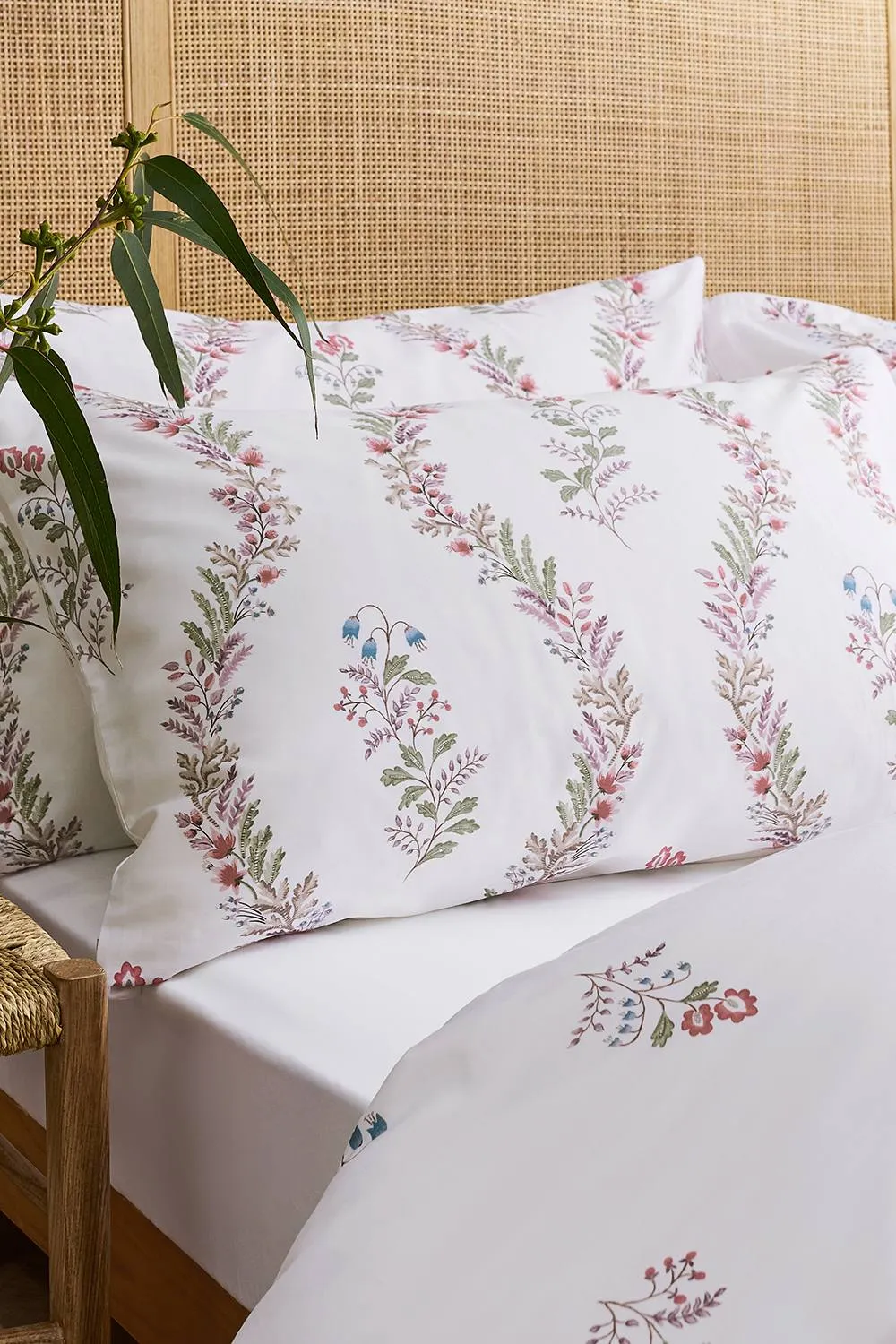 CHRISTY 'Eversham' Floral Reversible Cotton Sateen Standard Pillowcase Pair in Purple