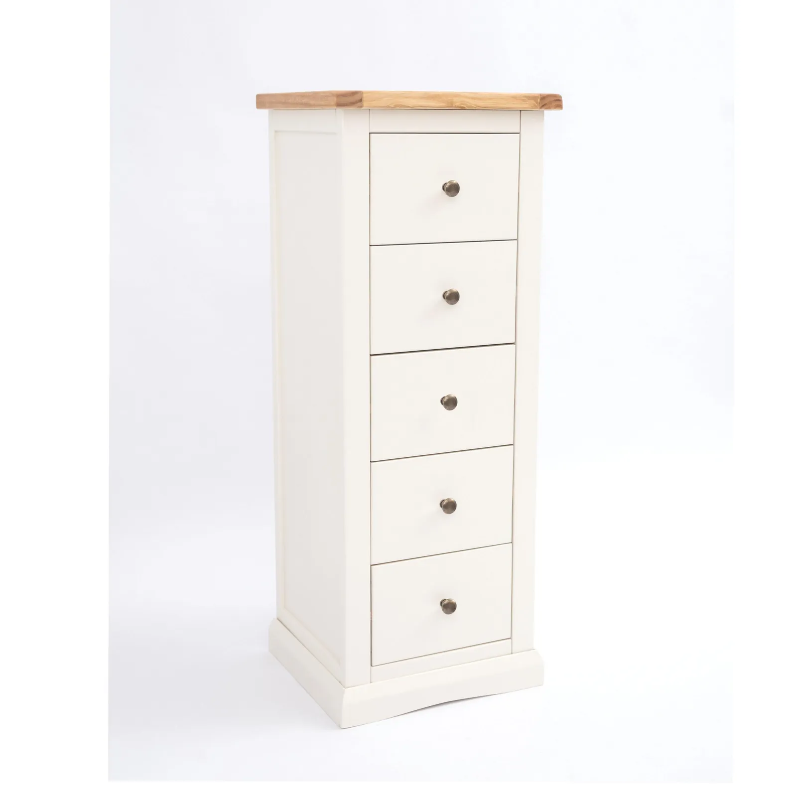 Cabinet Bits Castelli 5 Drawer Narrow Chest of Drawers Brass Knob in Off-White 2