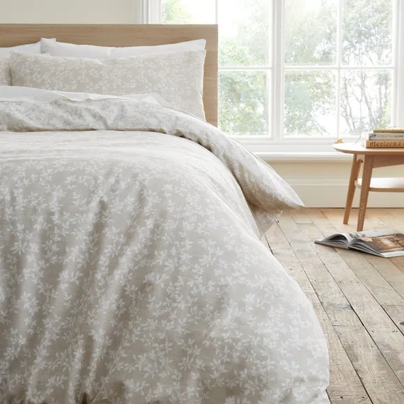 Bianca Shadow Leaves 200 Thread Count 100% Cotton Duvet Cover & Pillowcase Set 4