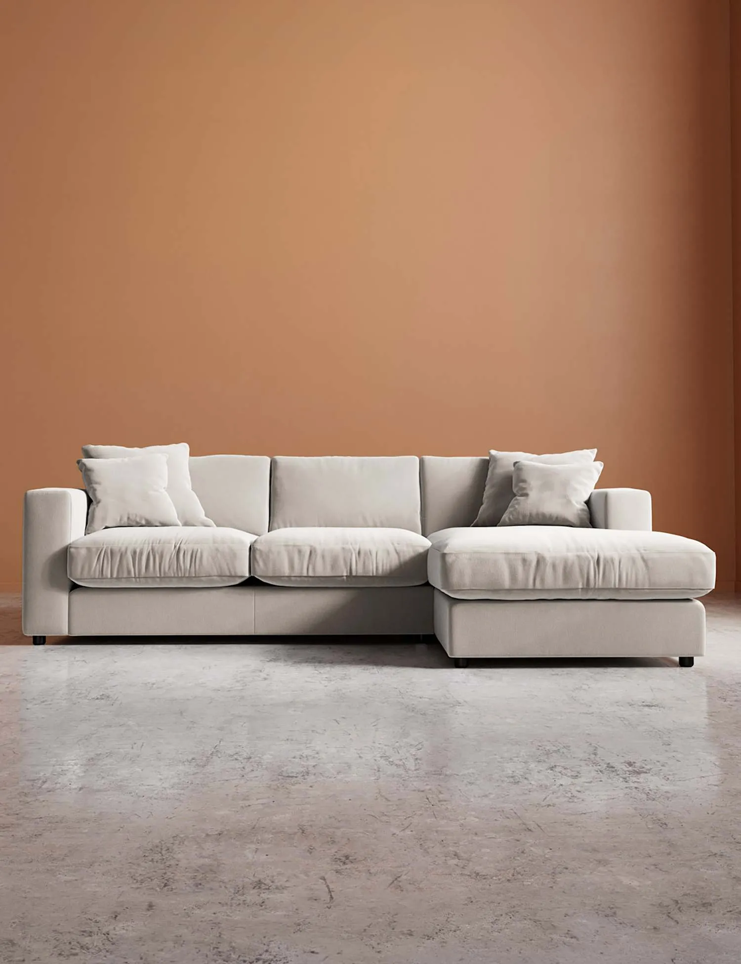 Swoon Crushed Velvet Right Corner Sofa Cream