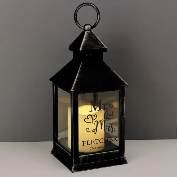 Personalised Mr and Mrs Rustic Black Lantern 4