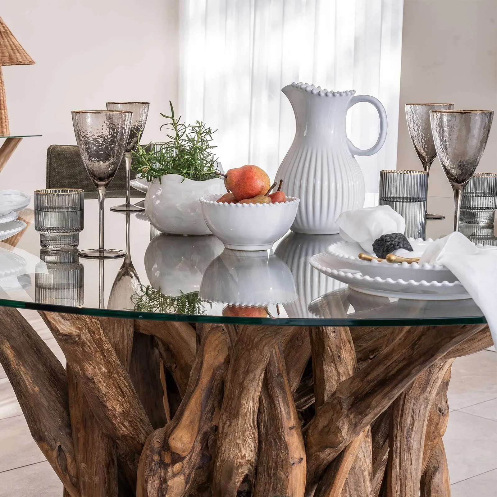 Whinfell Round Dining Table 160Cm, Round, Brown Glass | Barker & Stonehouse 4
