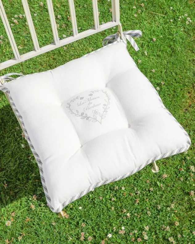 Dibor Set of 2 Vintage Love Heart Print Indoor Outdoor Chair Seat Pad Garden Furniture Cushions L40cm x W40cm in Grey 4
