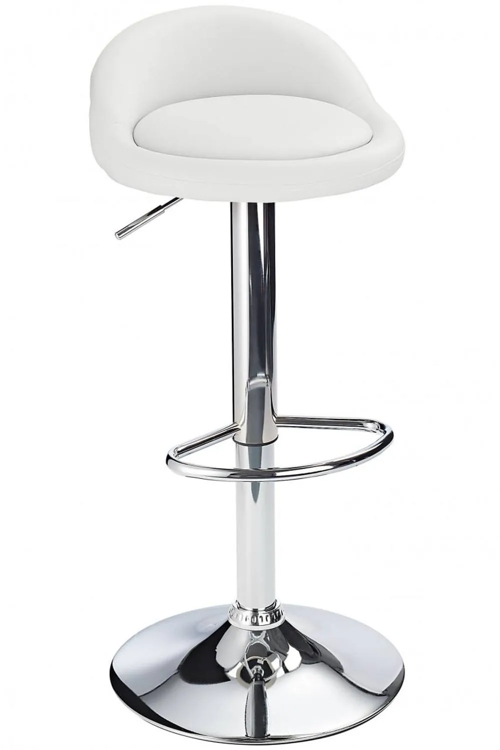 netfurniture Alex Real Leather Bar Stool Chrome Frame 4 Colours Height Adjustable in White