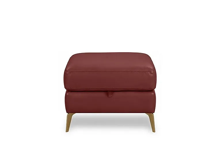 Eclipse Leather Storage Footstool - Deep Red