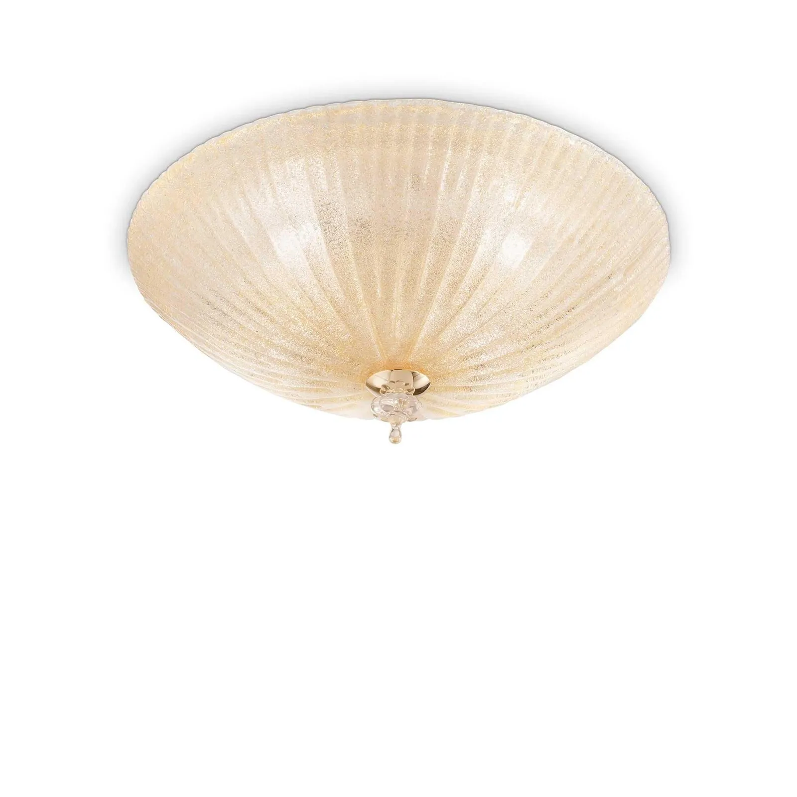Netlighting Shell 4 Light Indoor Flush Wall Ceiling Light Gold with Amber Glass E27