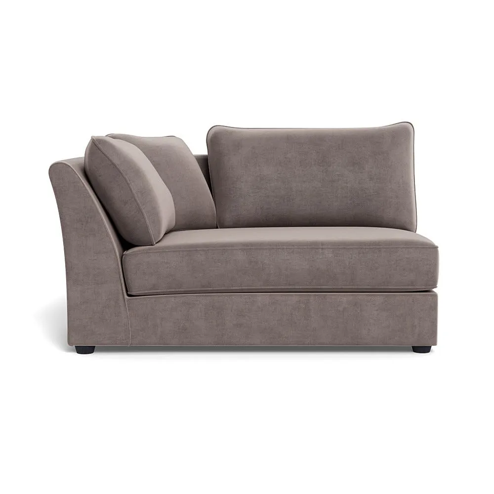 Heal's Tailor Large Curved Left Hand Facing Corner Unit Smart Luxe Velvet Mushroom Black Feet