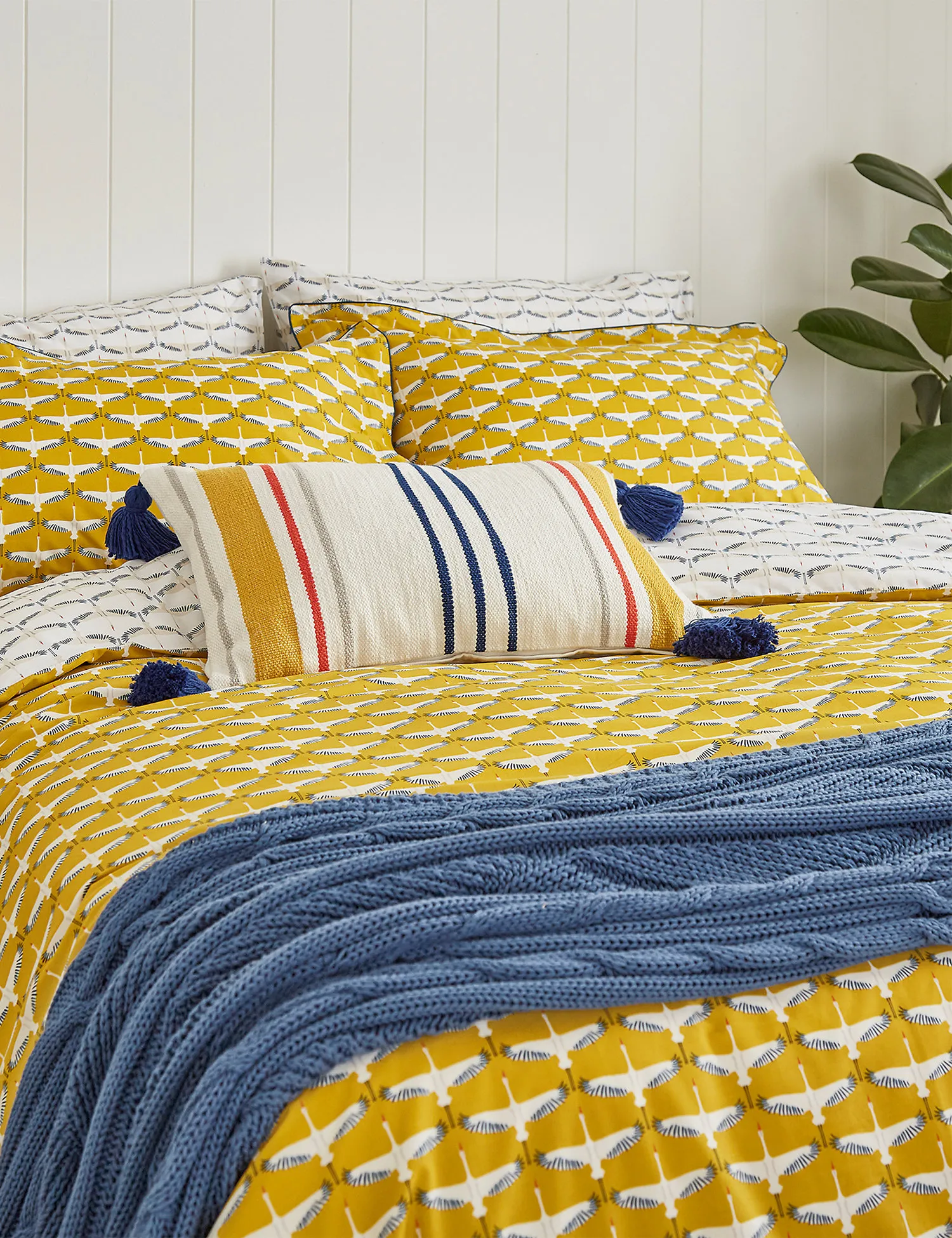 M&S Joules Pure Cotton Heron Geo Bedding Set