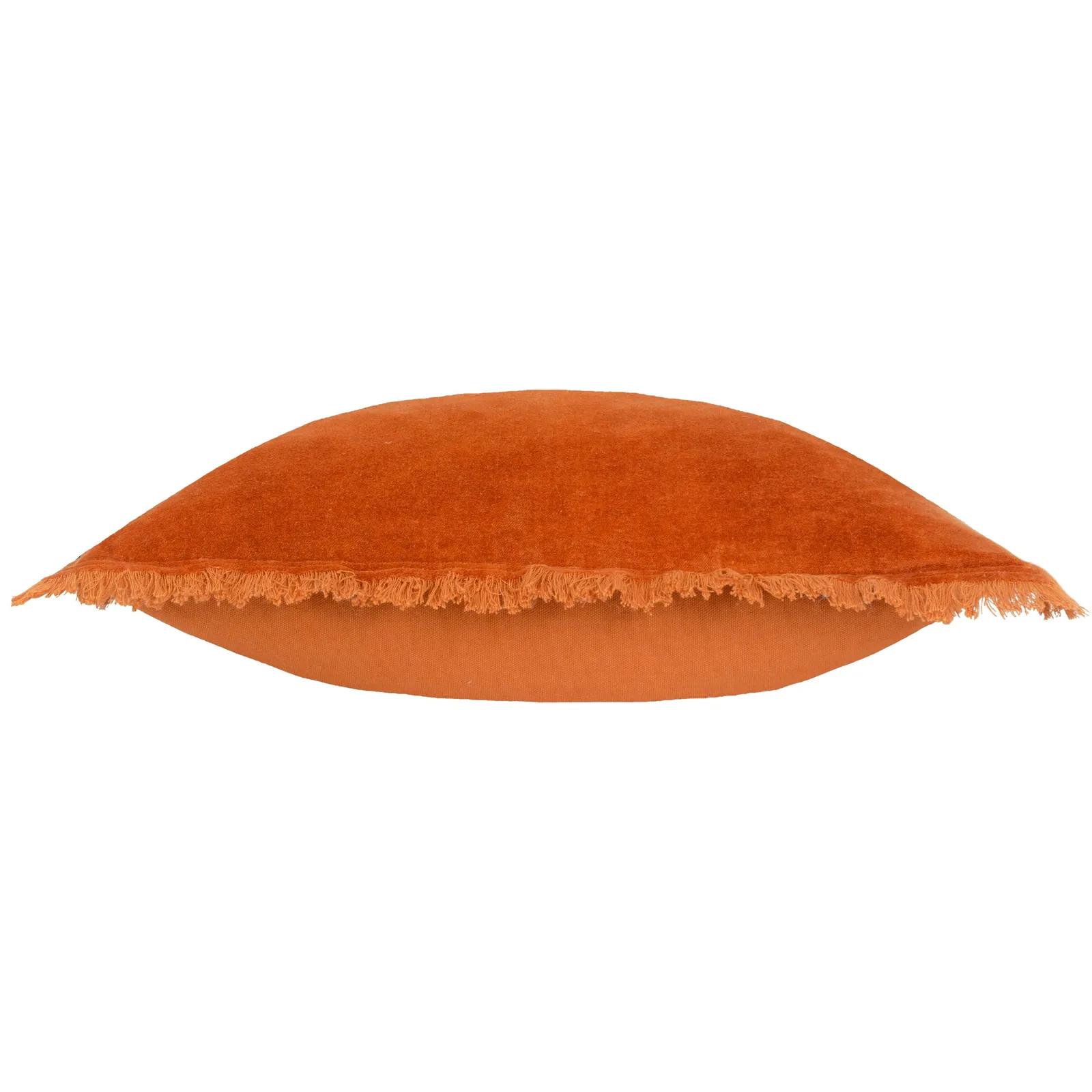 Yard Jaye 100% Cotton Velvet Fringed Cushion in Burnt Orange 4
