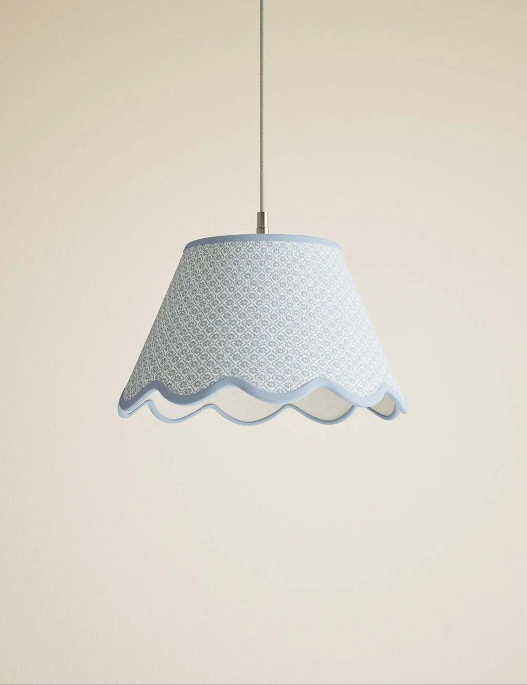 M&S Printed Scallop Trim Large Lamp Shade Blue