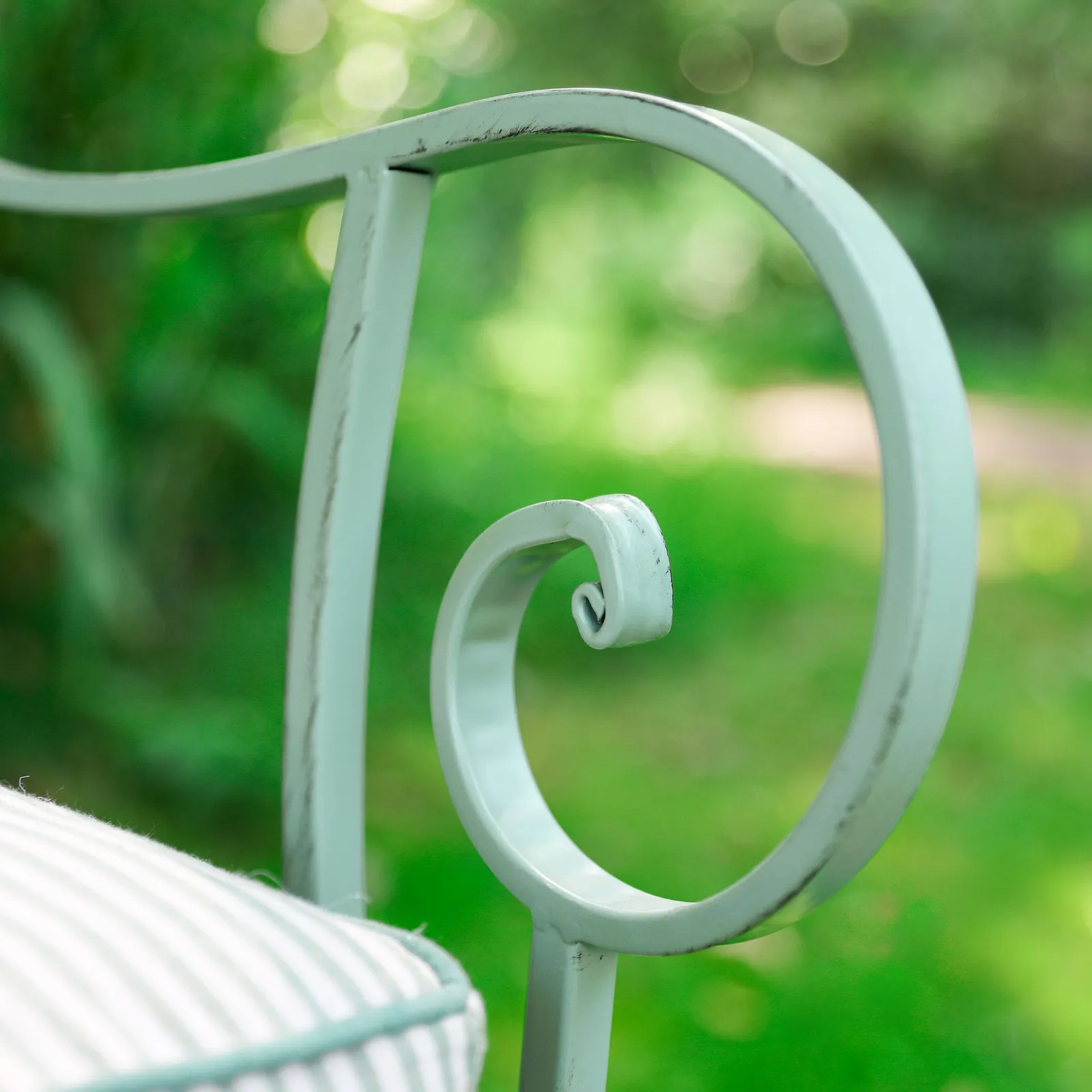 Dibor Vintage Green Arched Outdoor Garden Furniture Companion Seat Garden Bench with Free Set of 2 Blue Box Cushions 2