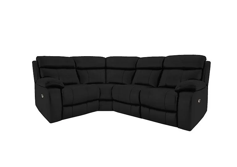 Moreno Small Leather Manual Recliner Left Hand Facing Corner Sofa - Classic Black