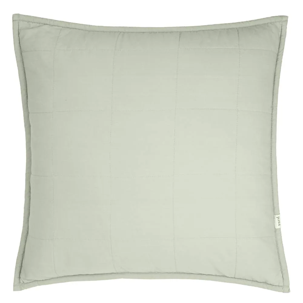 Yard Hebden Quilted Washed Cotton Cushion in Green 2