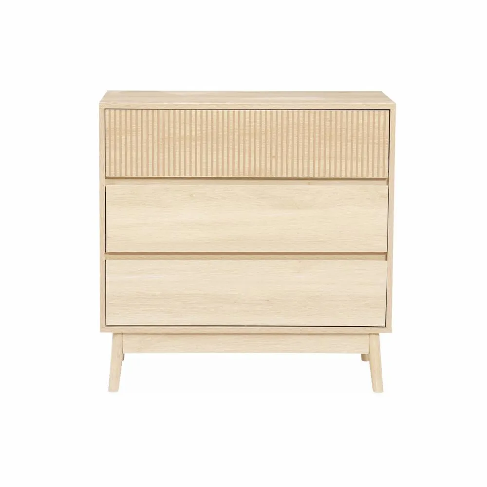 sweeek 3-drawer chest with grooved wooden detail in Beige 6
