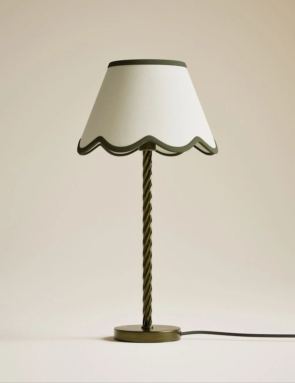 M&S Scallop Trim Lamp Shade Green