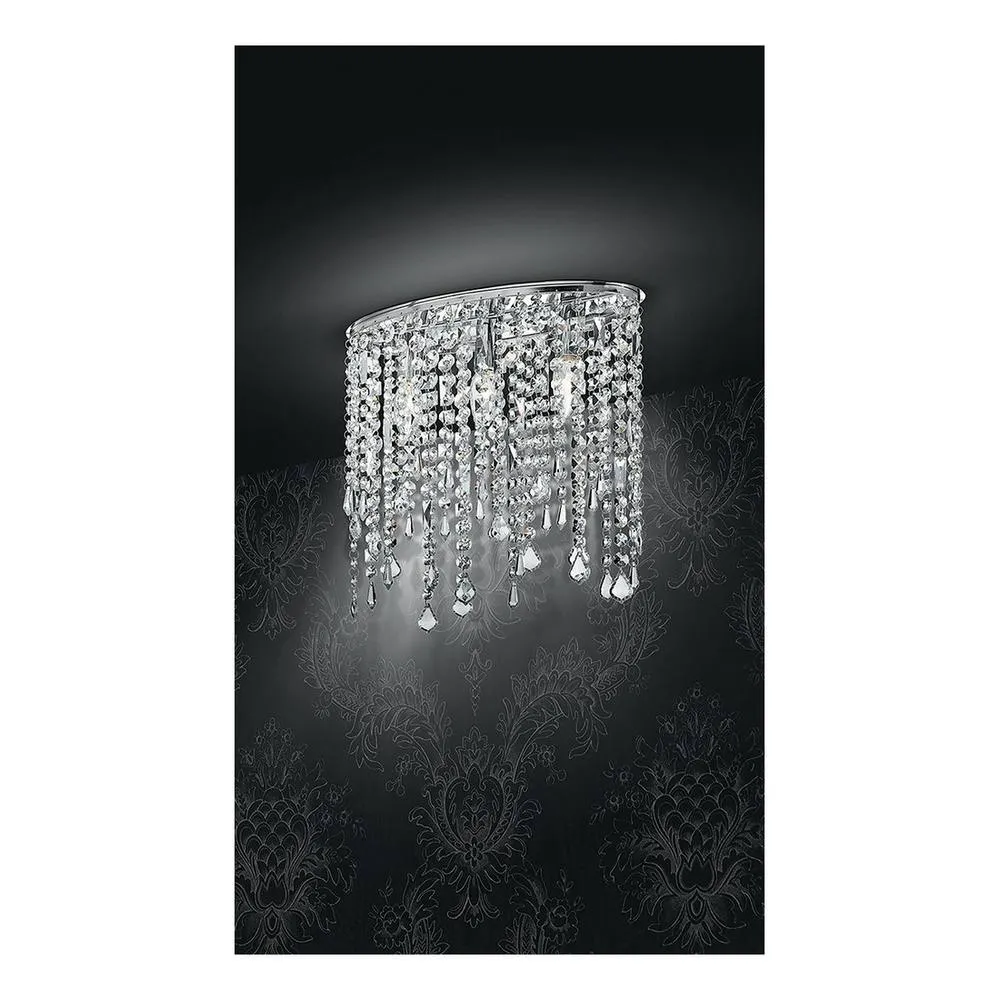 Netlighting BREEZE Wall Light Chrome K9 Crystals 40x36cm in Silver
