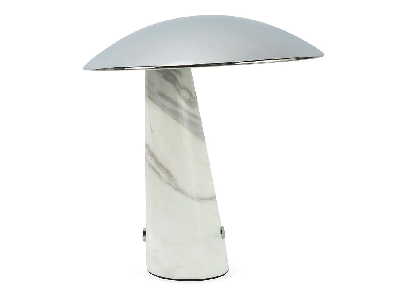 Abri LED Portable Table Lamp Chrome & White Volakas Marble