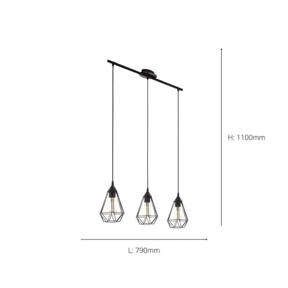 Return - EGLO Tarbes Industrial 3 Light Adjustable Diner Ceiling Light 4