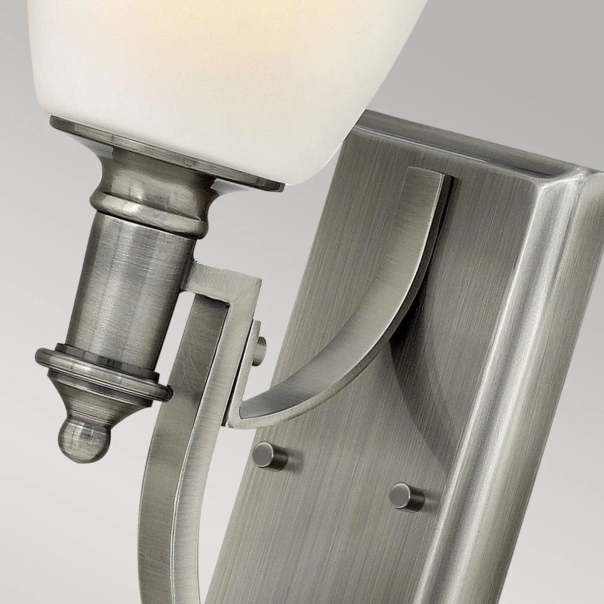 Netlighting Truman 1 Light Wall Light Antique Nickel Glass Shade E27 in Grey 2