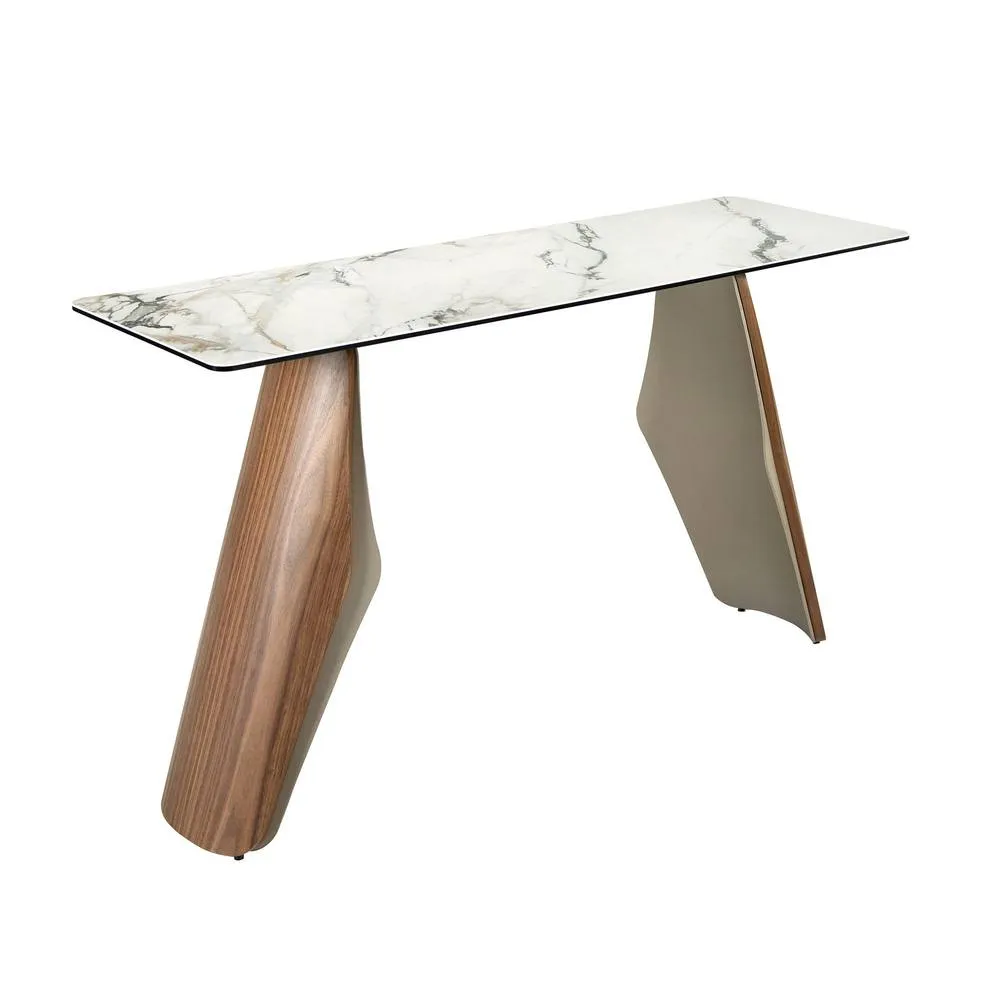 Angel Cerda Rectangular Console Table with White Porcelain-Marble Top