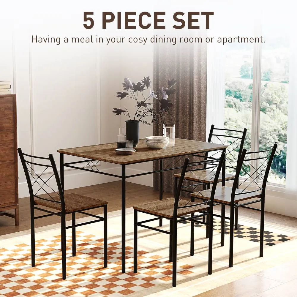 HOMCOM 5 Piece Dining Table & Chairs Set, Space Saving, Oak in Light Oak 4