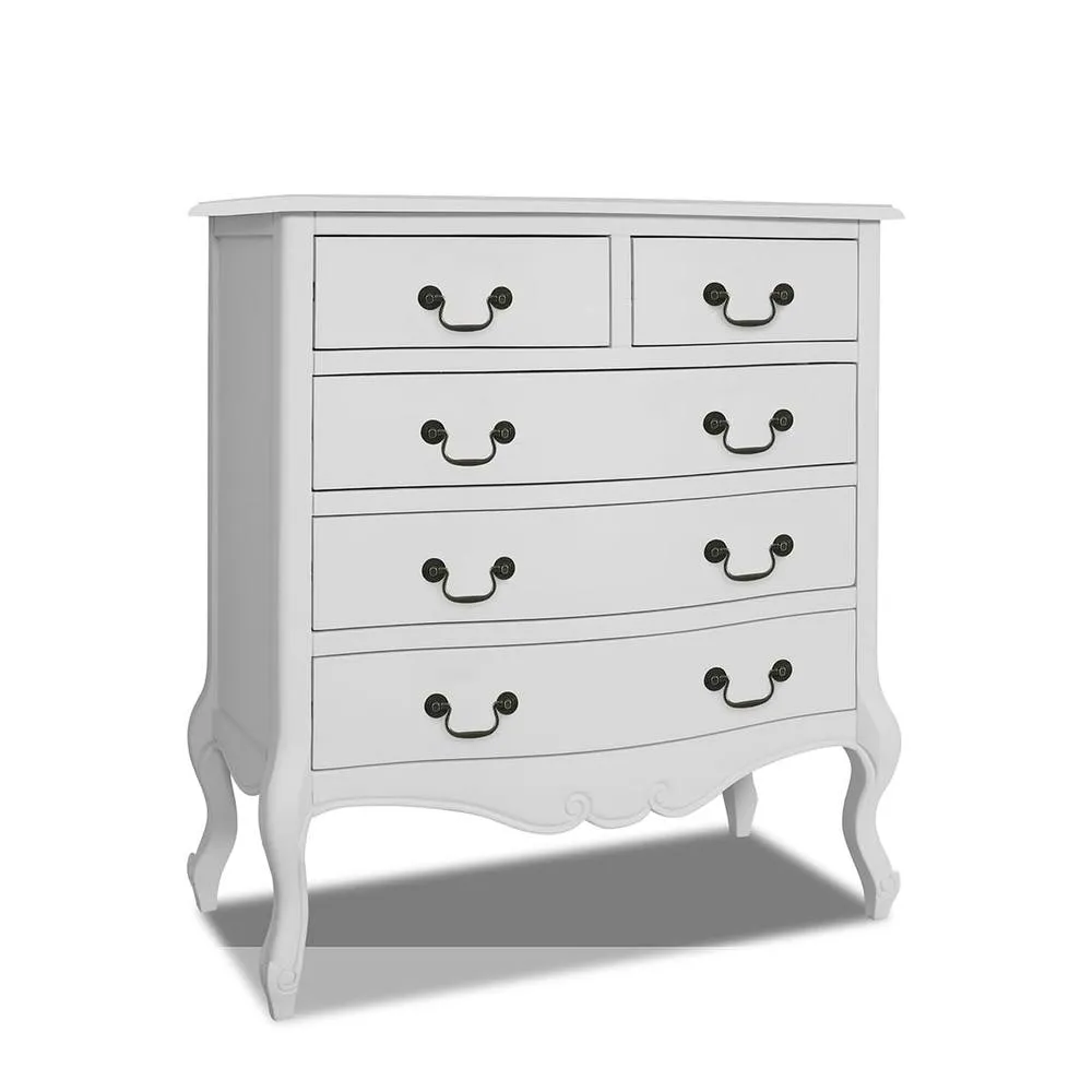 Statement Furniture Juliette Vintage Chic 2 Over 3 Chest of Drawers in White 2