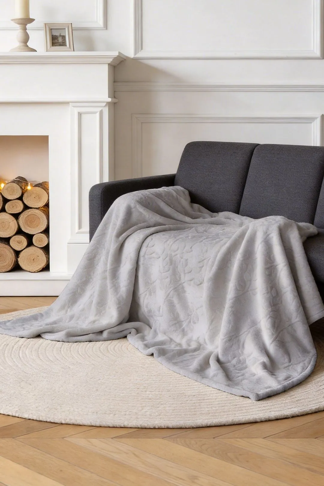 Living and Home Soft Warm Plush Fuzzy Throw Blanket in Grey