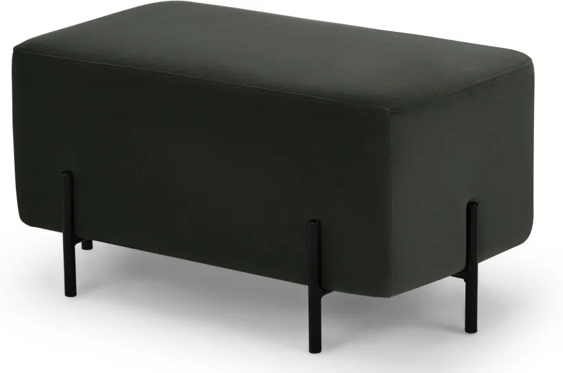 Eda  Rectangle Footstool,  Dark Anthracite Velvet with Black metal legs