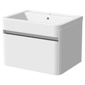 Wickes Radli White Gloss Wall Hung Vanity Unit & Basin - 600 x 547mm