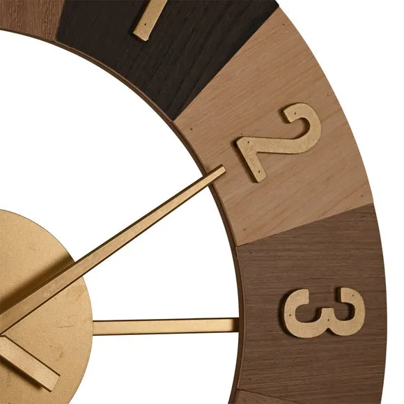 Hometime Sectioned Wood Round Wall Clock 2