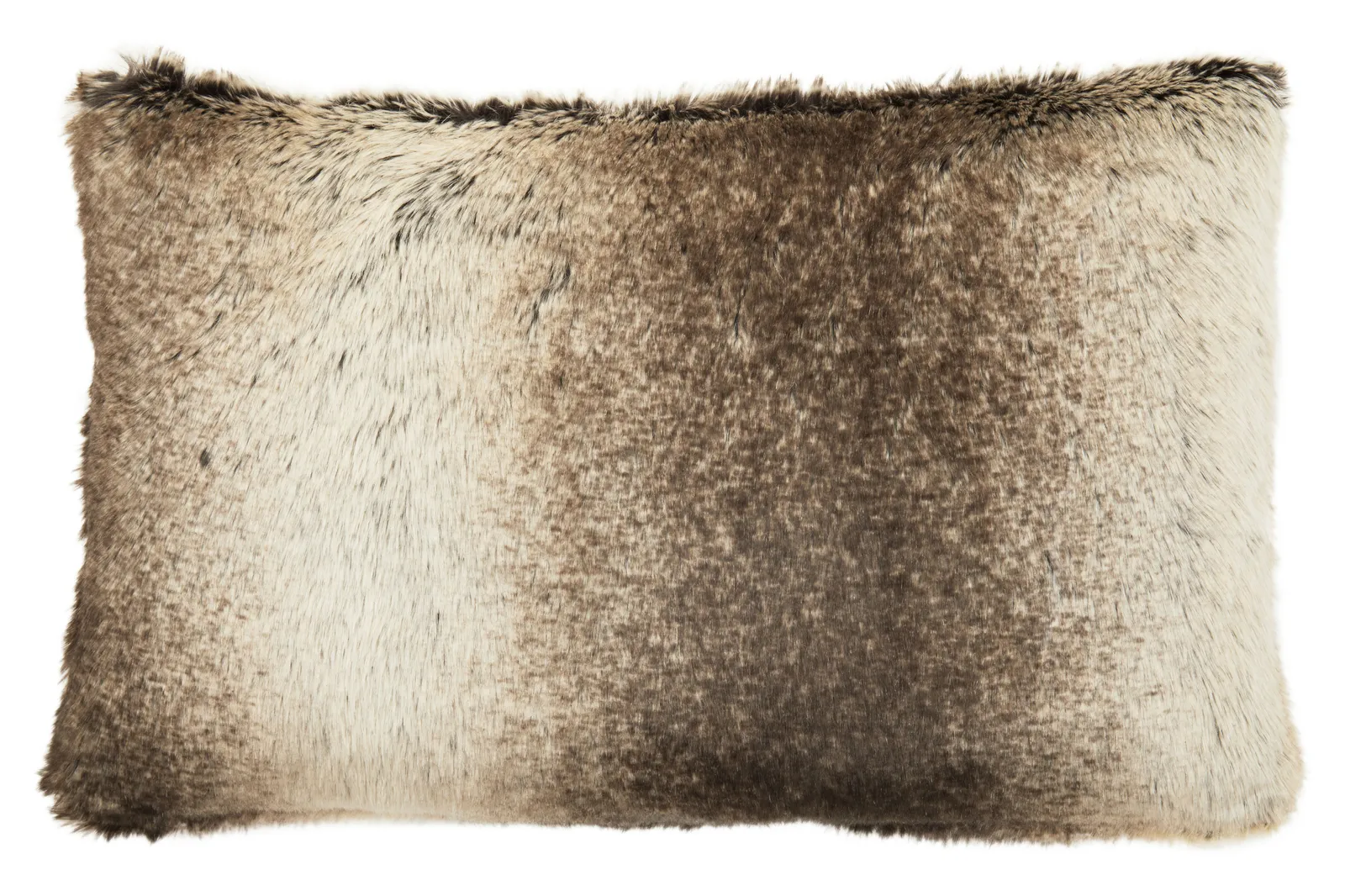 Orsina Rectangular Red Wine Faux Fur Cushion, Soft Feather Filled Decorative Cushion For Sofa & Bedroom in Brown