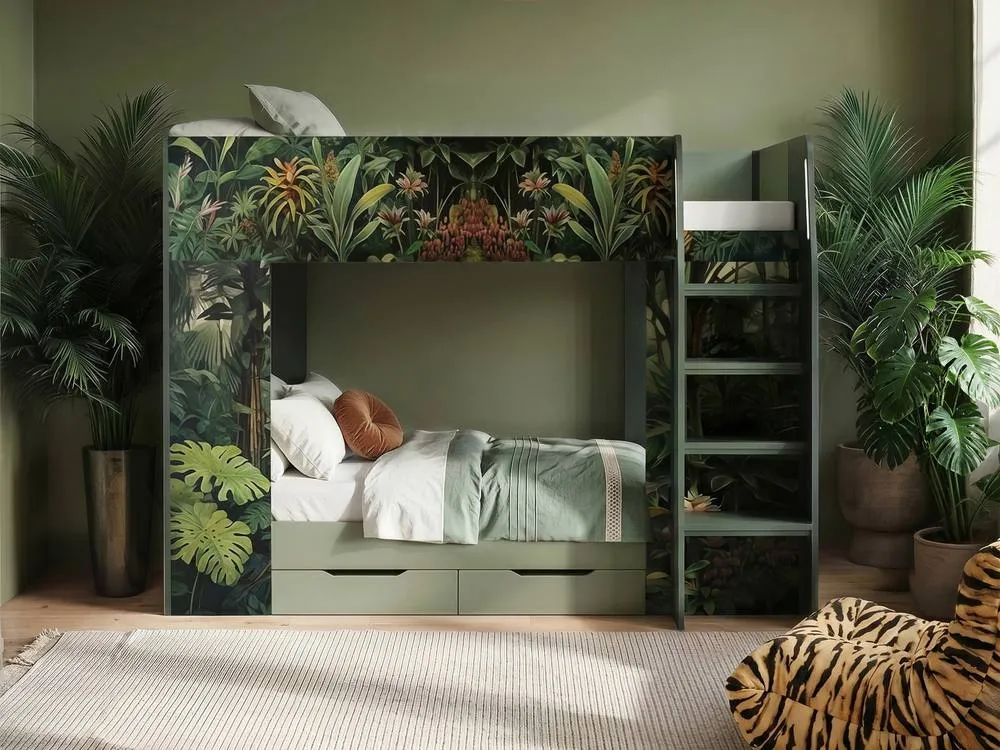 Flair Lorith Jungle Bunk Bed with Drawers in Dark Green 3