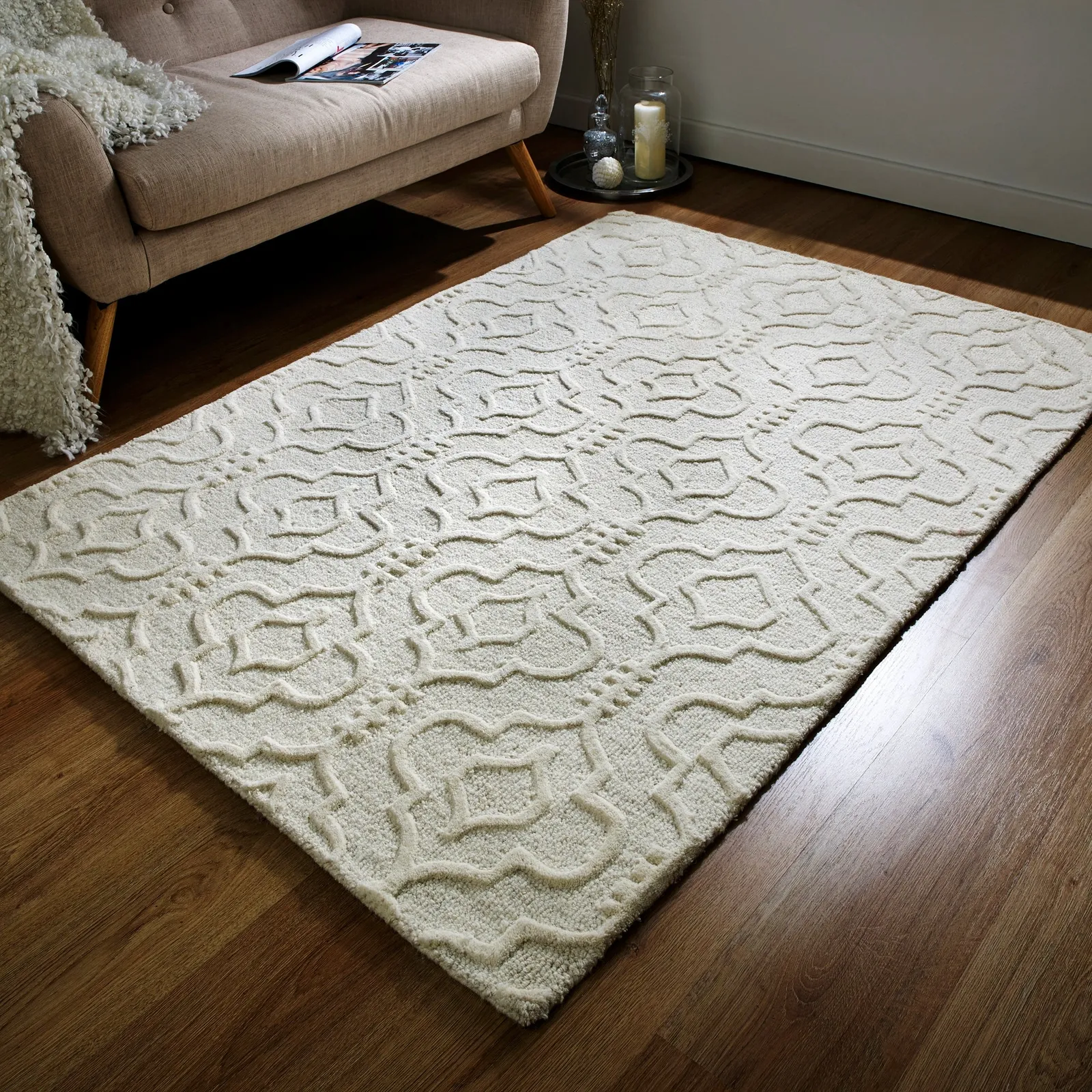 Cream Moorish Marrakech Geometric Rug Cream