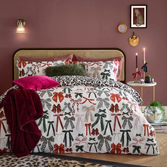 Furn. Mila Bows Brushed Polycotton Duvet Cover & Pillowcase Set