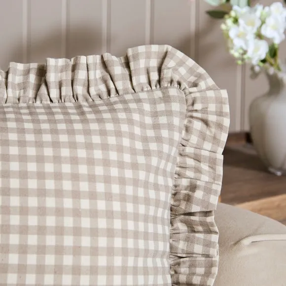 Gingham Frill Cotton Rectangle Cushion 2