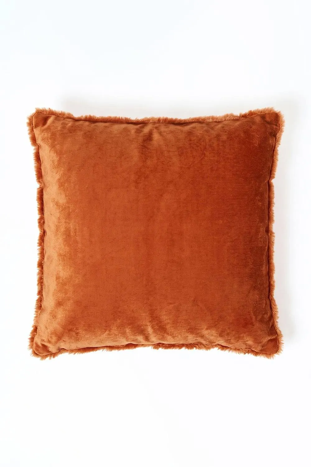 Homescapes Faux Fur Textured Pumpkin Cushion with Cover in Burnt Orange 4