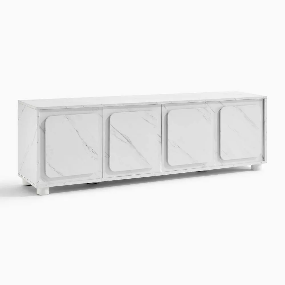 FurnitureboxUK Selene Marble Effect 4 Door Storage TV Stand in White 4