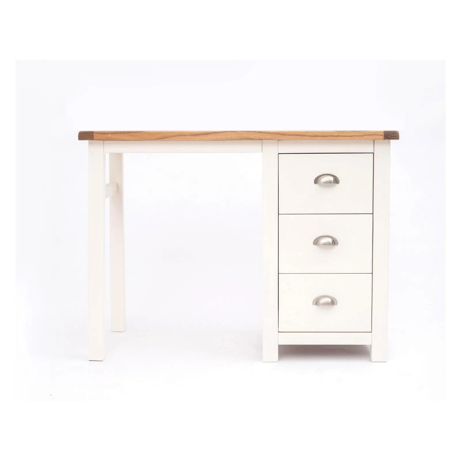 Cabinet Bits Lovere 3 Drawer Desk - Dressing Table Chrome Cup Handle in Off-White